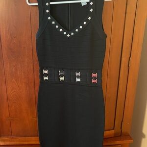 Cache Black Dress with Silver Accents